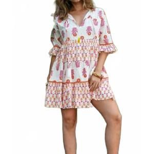 NEW DEBBIE KATZ block print dress in pink